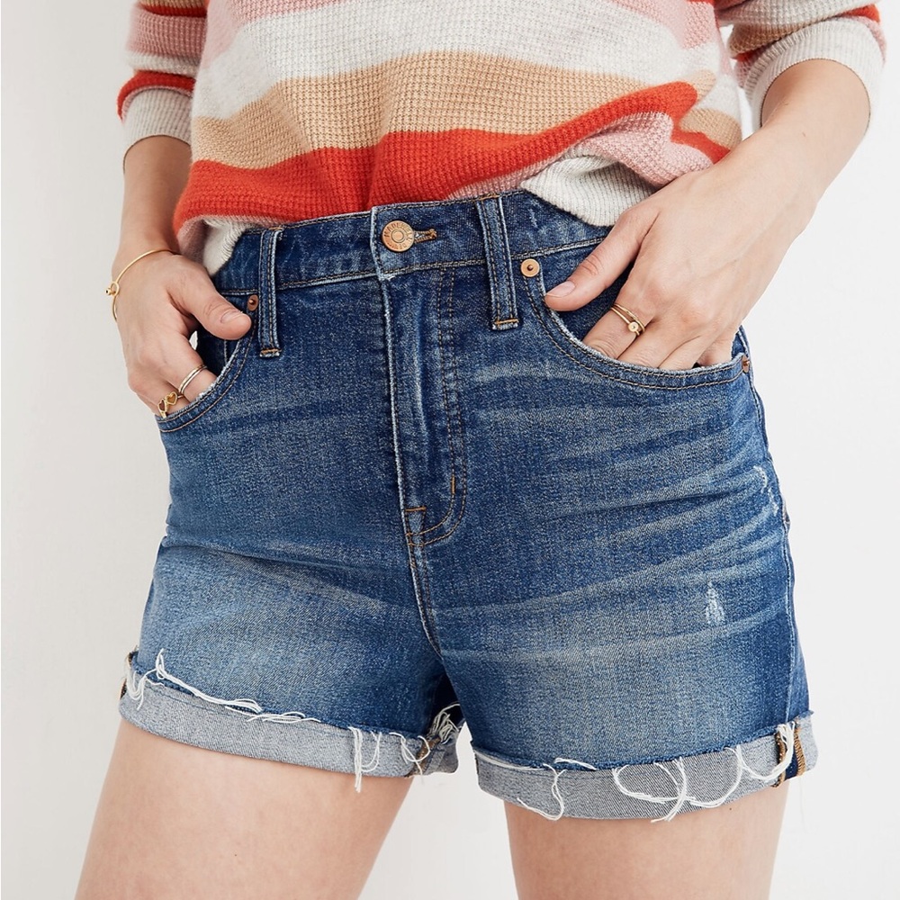 Madewell High-Rise Denim Shorts in Glenoaks Wash: Cutoff Edition